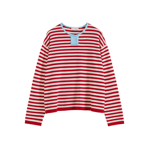 Contrast Stripe Stand Collar Top