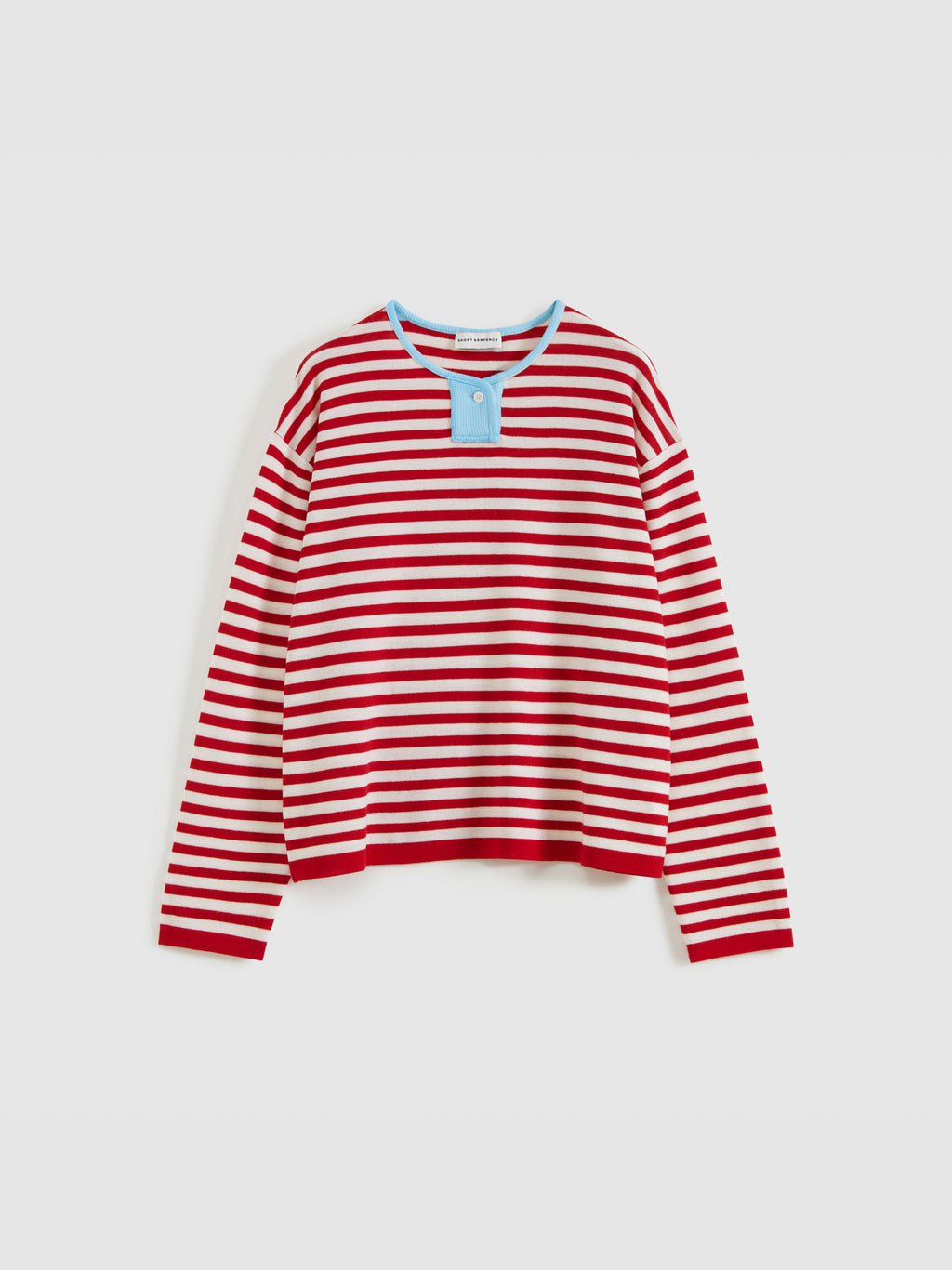 Contrast Stripe Stand Collar Top