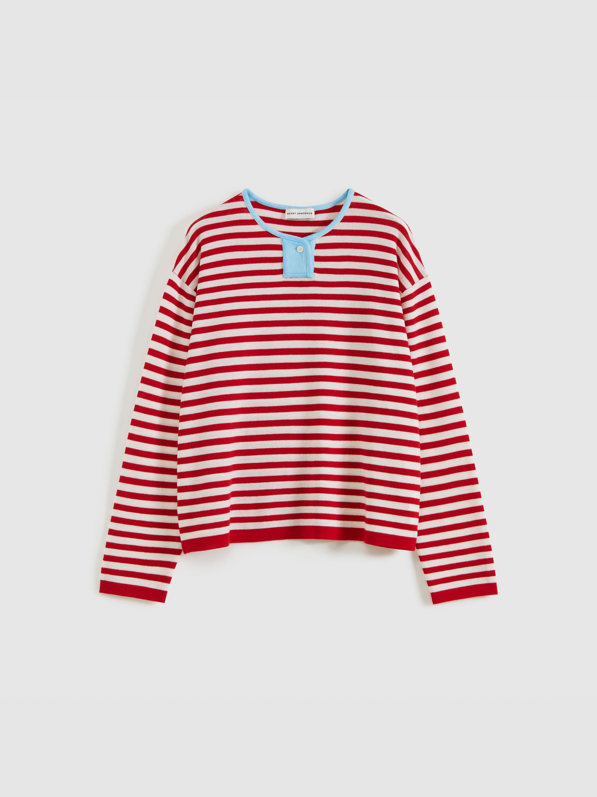 Contrast Stripe Stand Collar Top