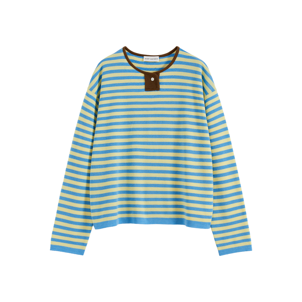 Contrast Stripe Stand Collar Top