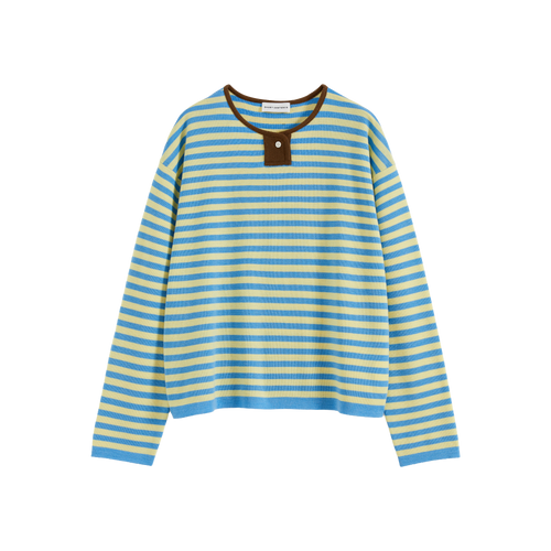 Contrast Stripe Stand Collar Top