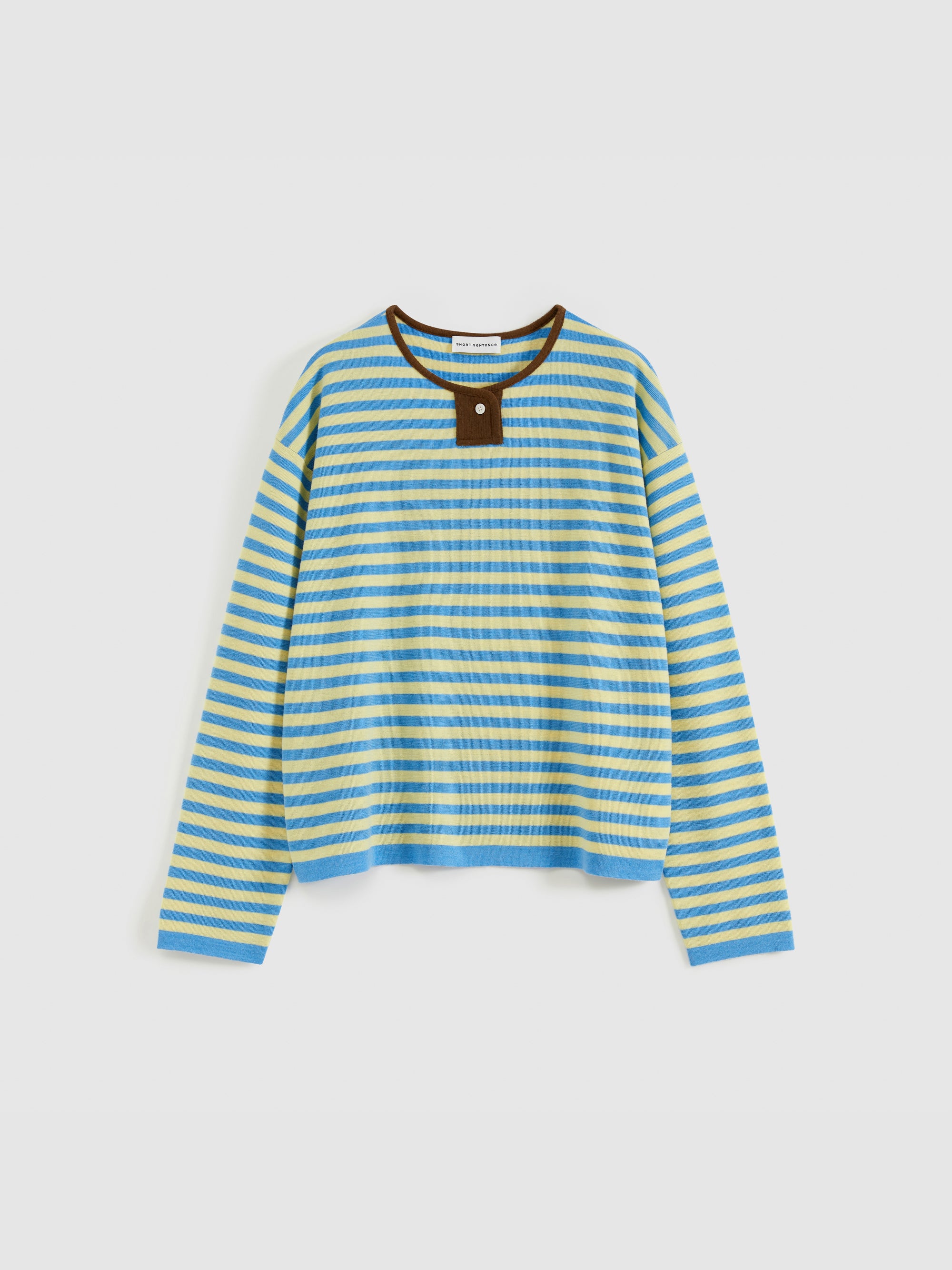 Contrast Stripe Stand Collar Top