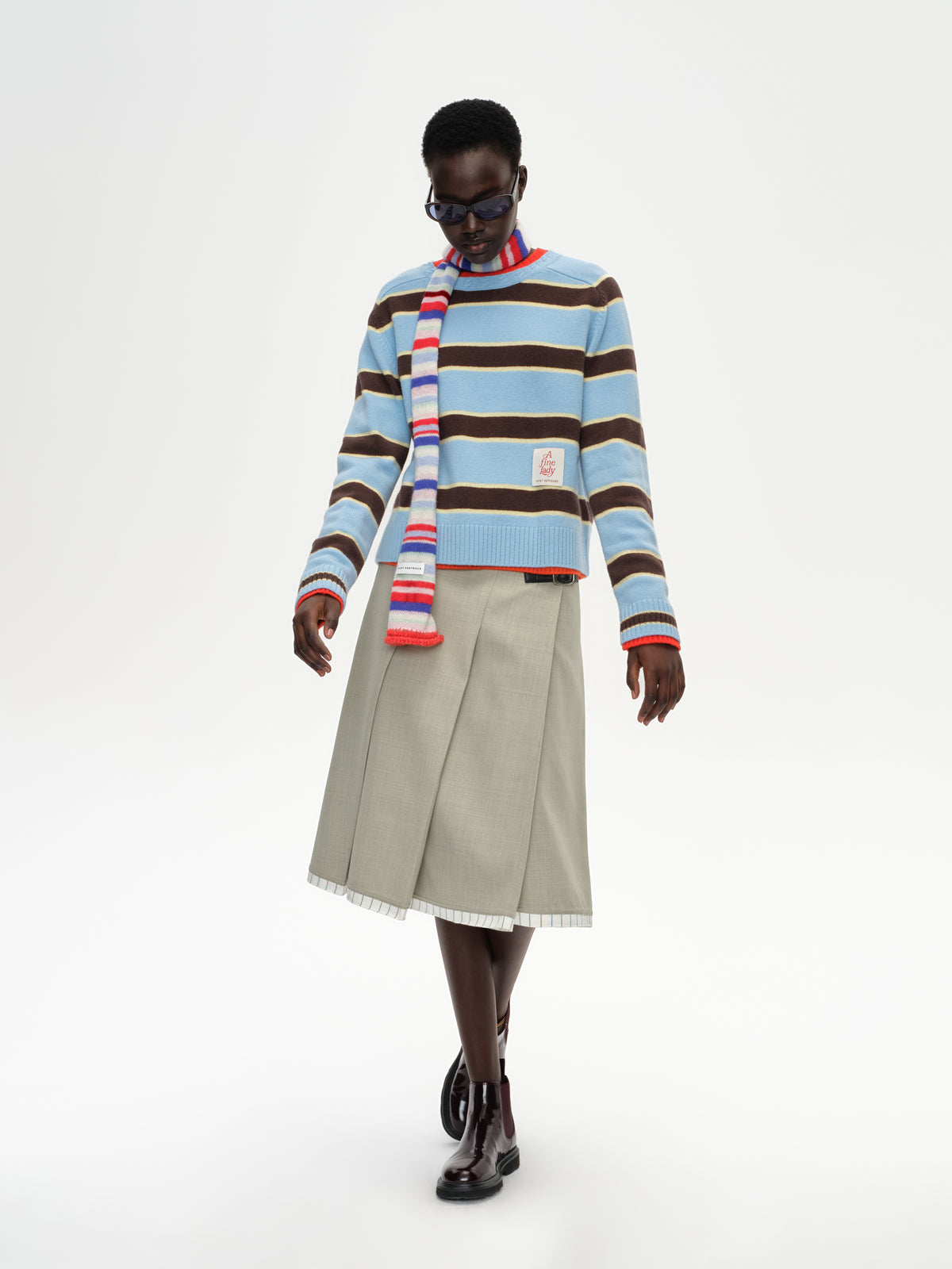 Saddle Shoulder Stripe Sweater
