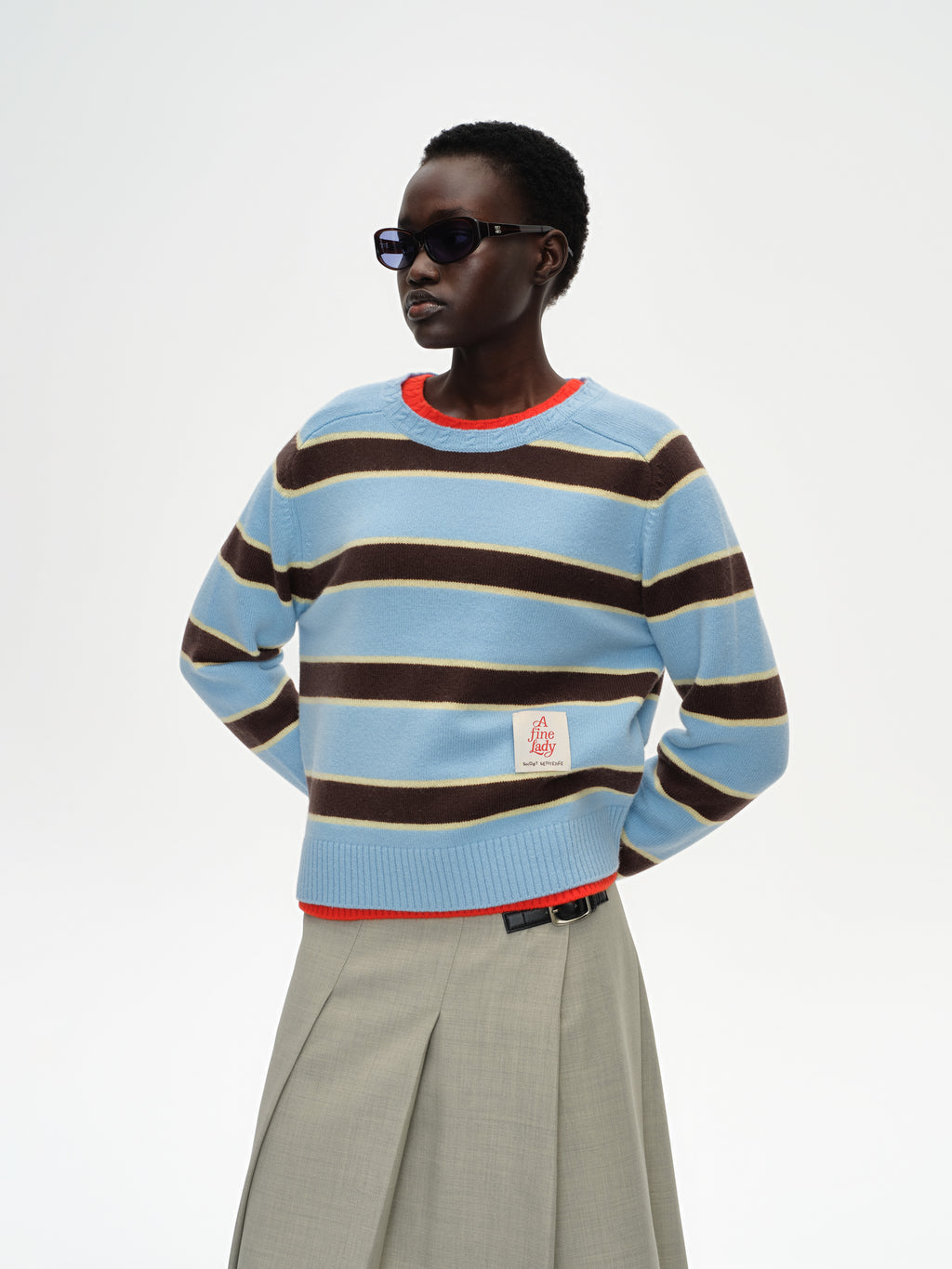 Saddle Shoulder Stripe Sweater