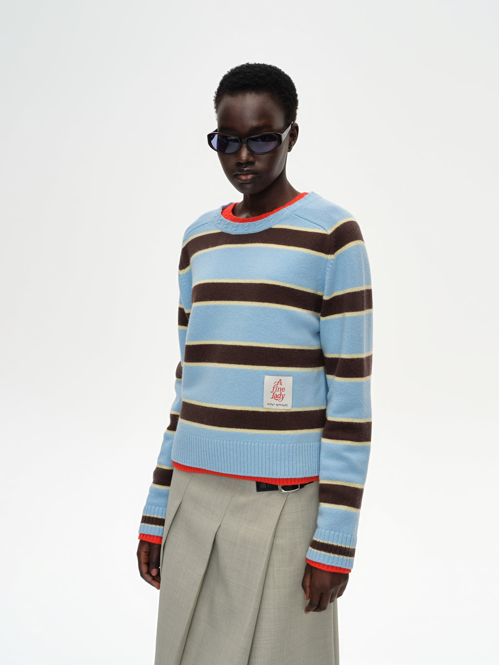 Saddle Shoulder Stripe Sweater