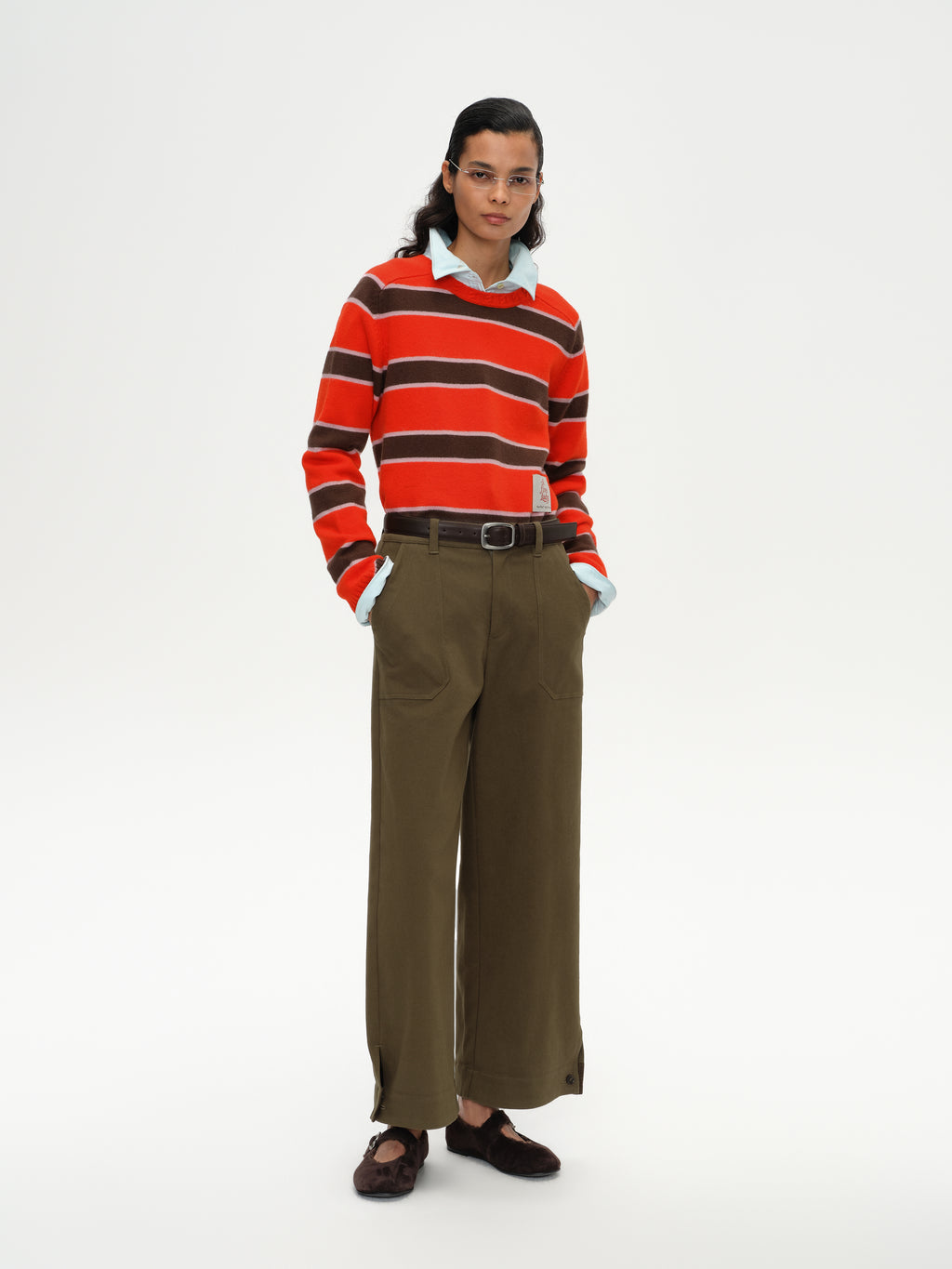 Saddle Shoulder Stripe Sweater