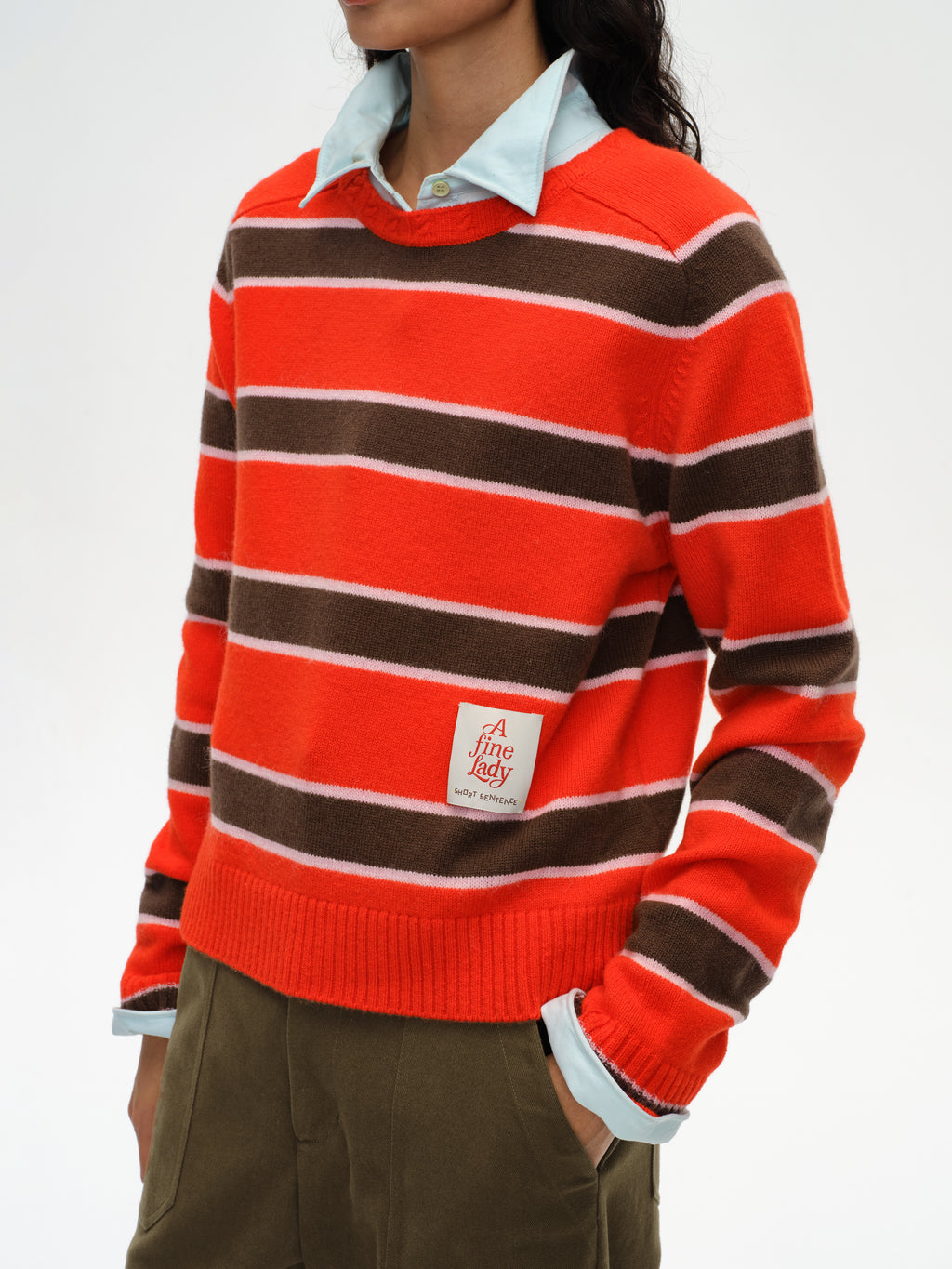 Saddle Shoulder Stripe Sweater