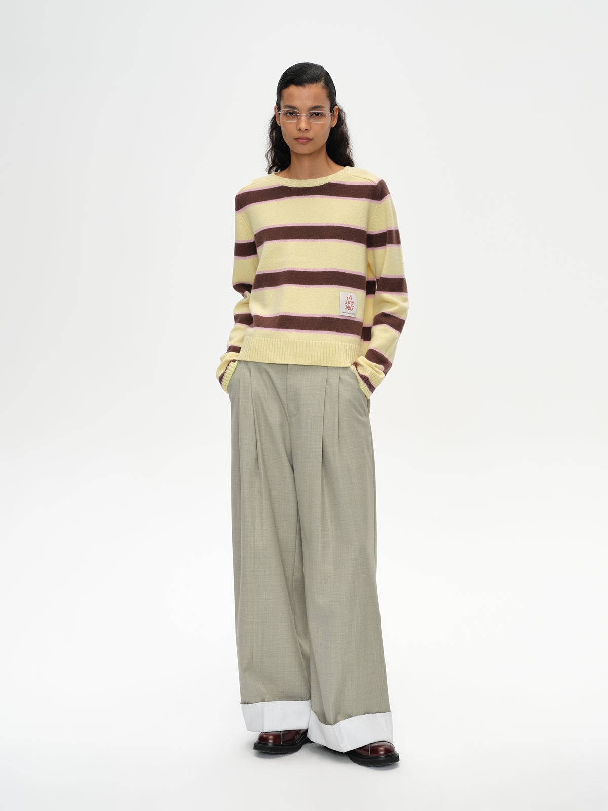 Saddle Shoulder Stripe Sweater