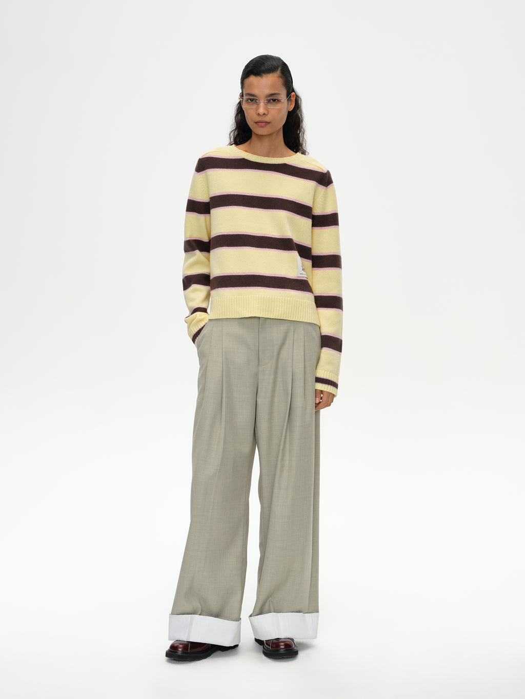 Saddle Shoulder Stripe Sweater