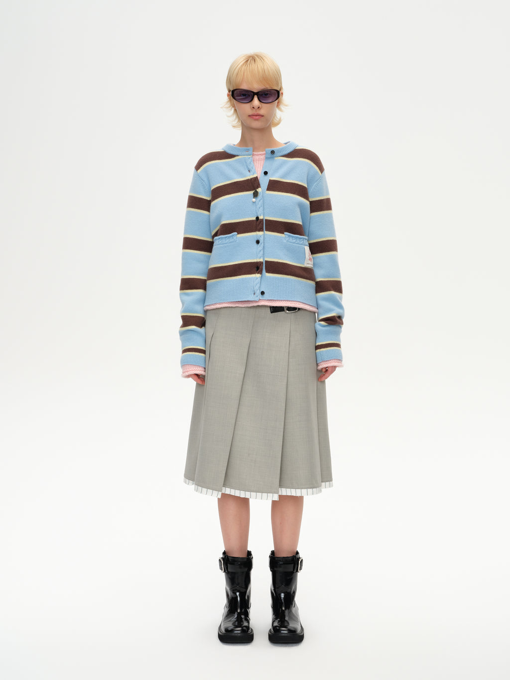 Striped Long Ribbed Cuff Cardigan