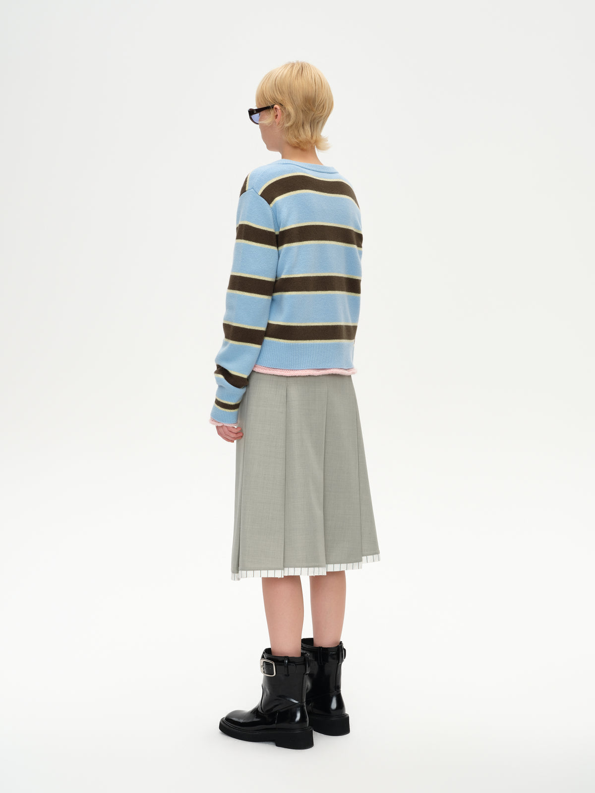 Striped Long Ribbed Cuff Cardigan