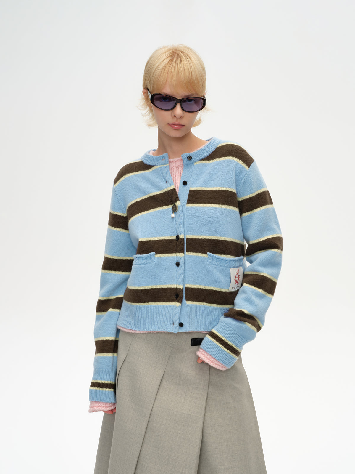 Striped Long Ribbed Cuff Cardigan
