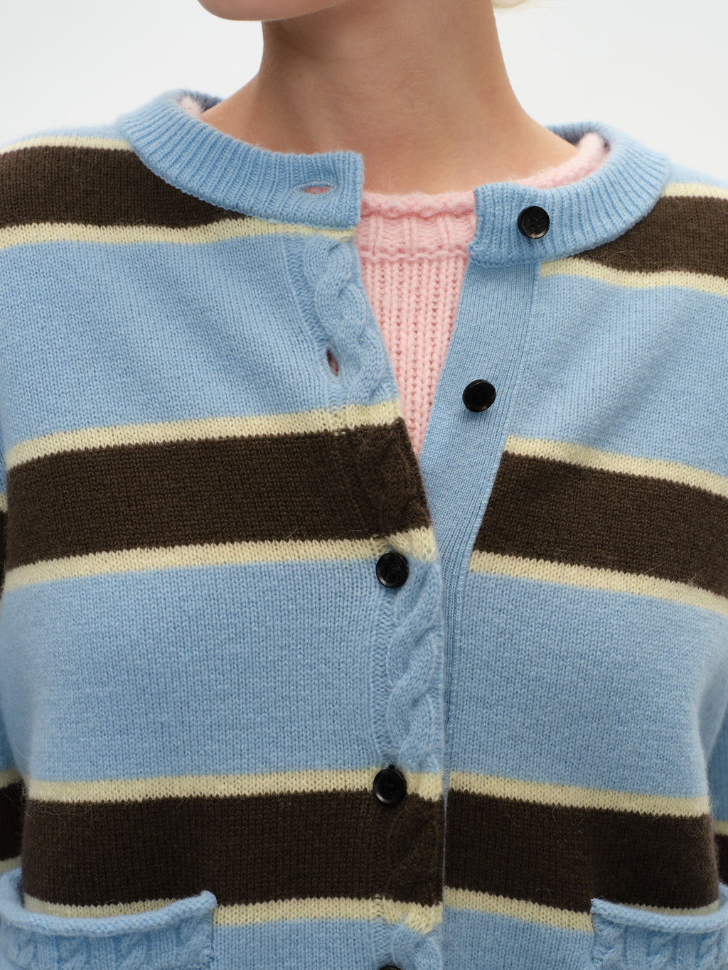 Striped Long Ribbed Cuff Cardigan
