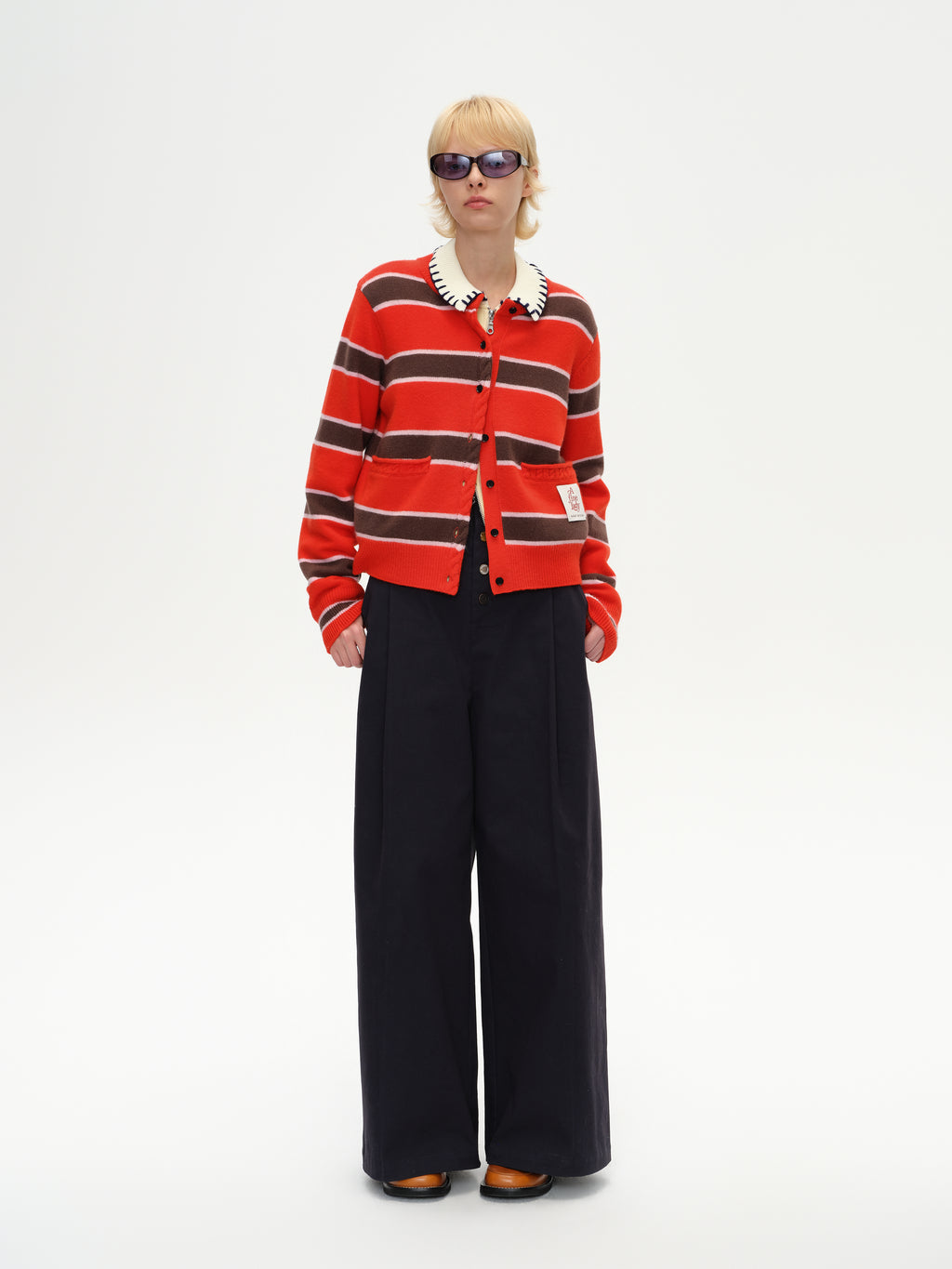 Striped Long Ribbed Cuff Cardigan