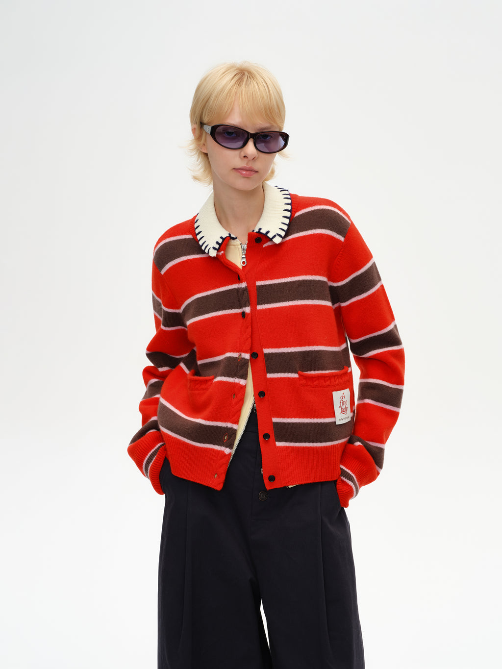 Striped Long Ribbed Cuff Cardigan