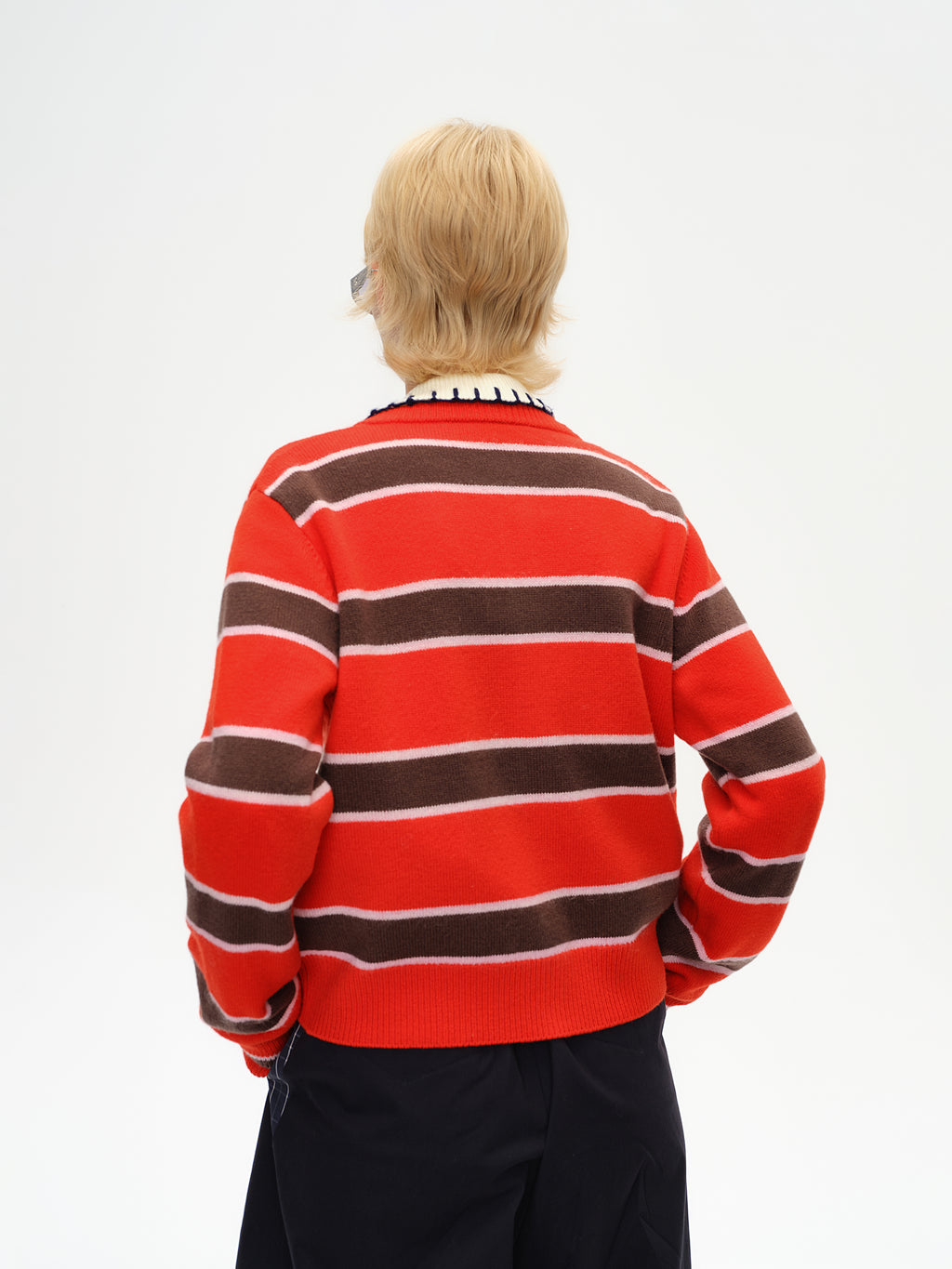 Striped Long Ribbed Cuff Cardigan