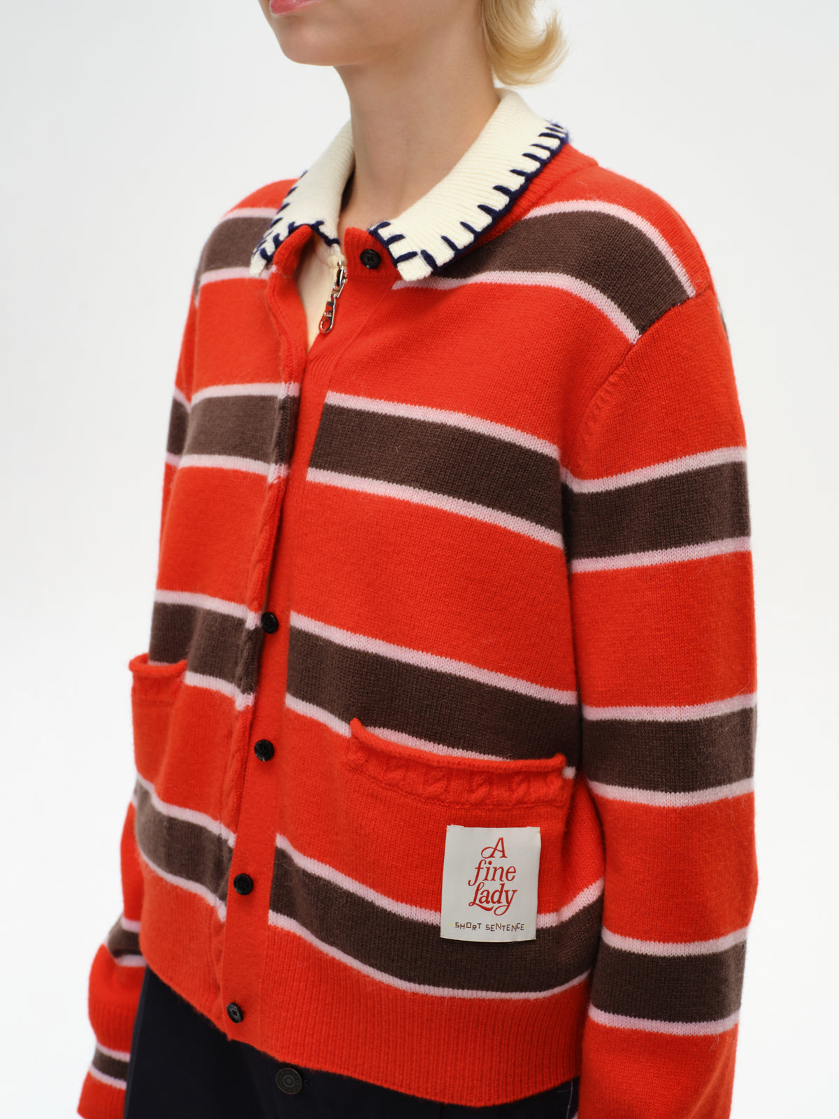 Striped Long Ribbed Cuff Cardigan