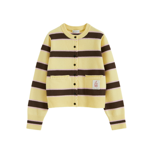Striped Long Ribbed Cuff Cardigan