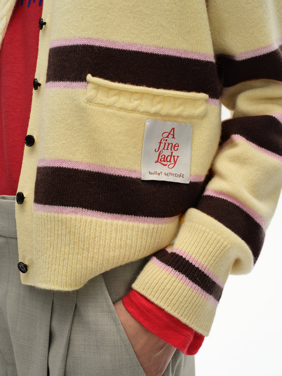 Striped Long Ribbed Cuff Cardigan