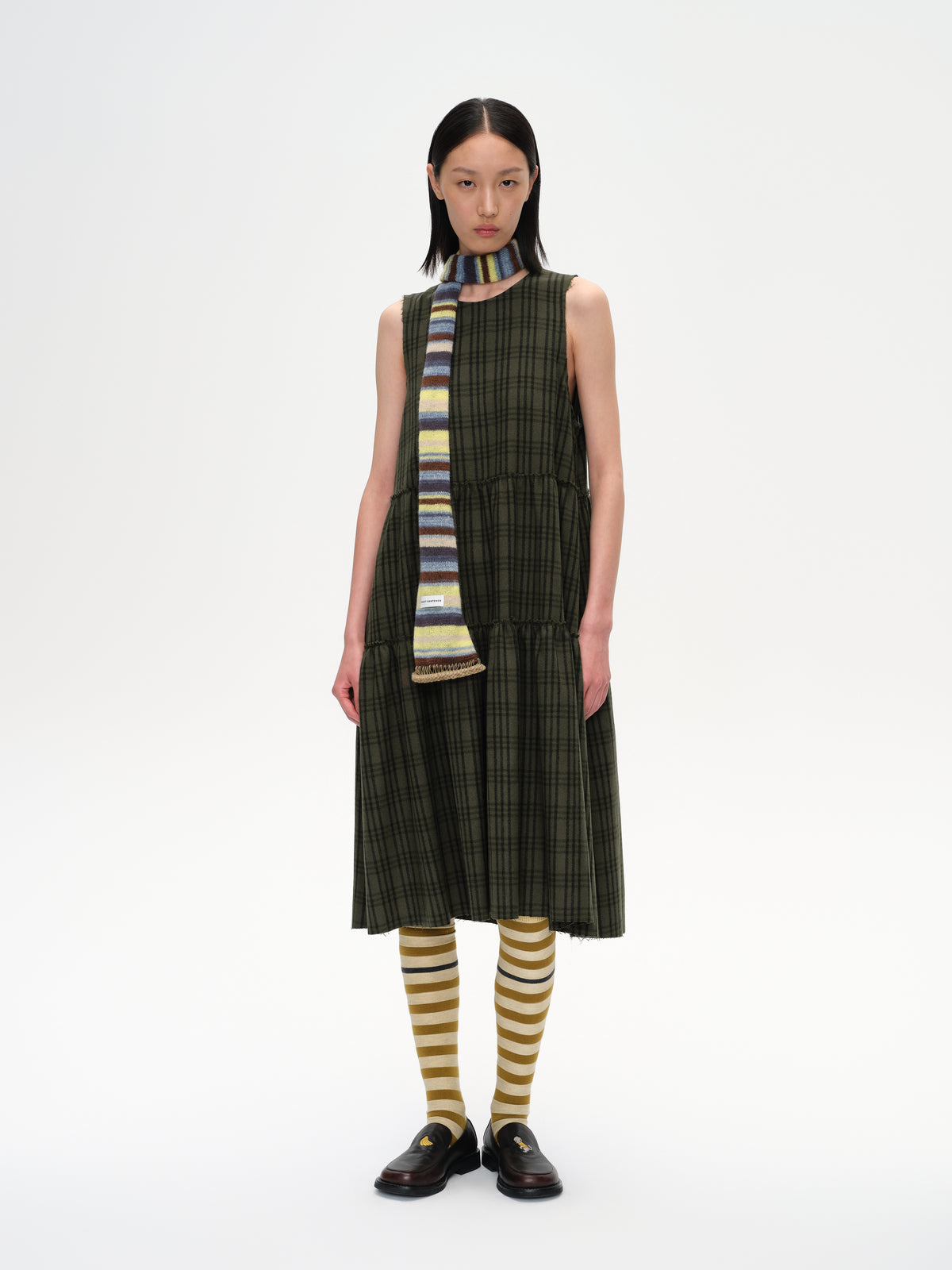 Yarn-Dyed Check Frayed Dress