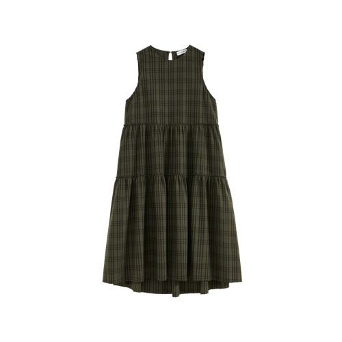 Yarn-Dyed Check Frayed Dress