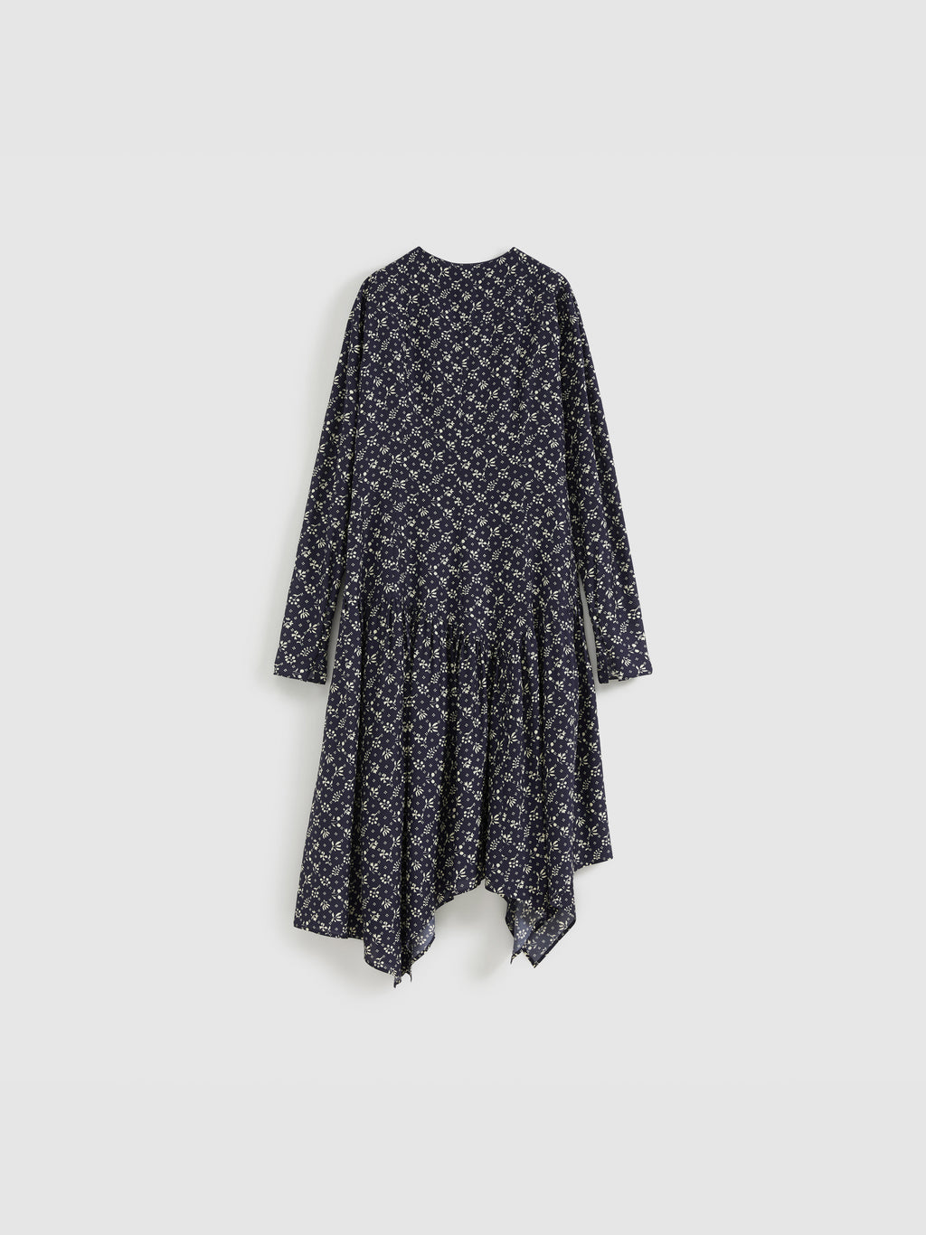 Daisy-Print Asymmetric Maxi Dress