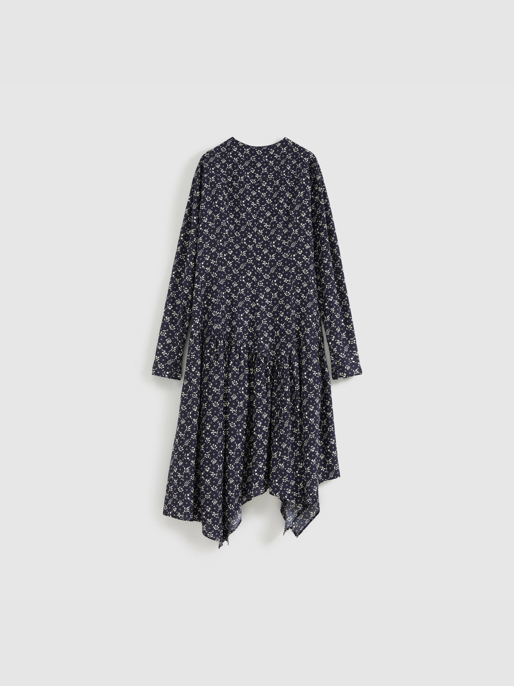 Daisy-Print Asymmetric Maxi Dress