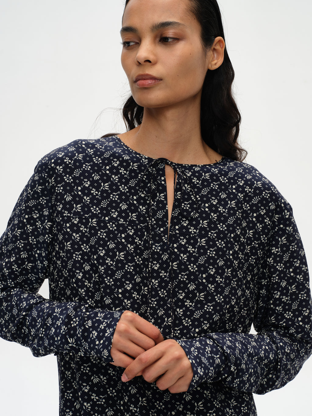 Daisy-Print Asymmetric Maxi Dress