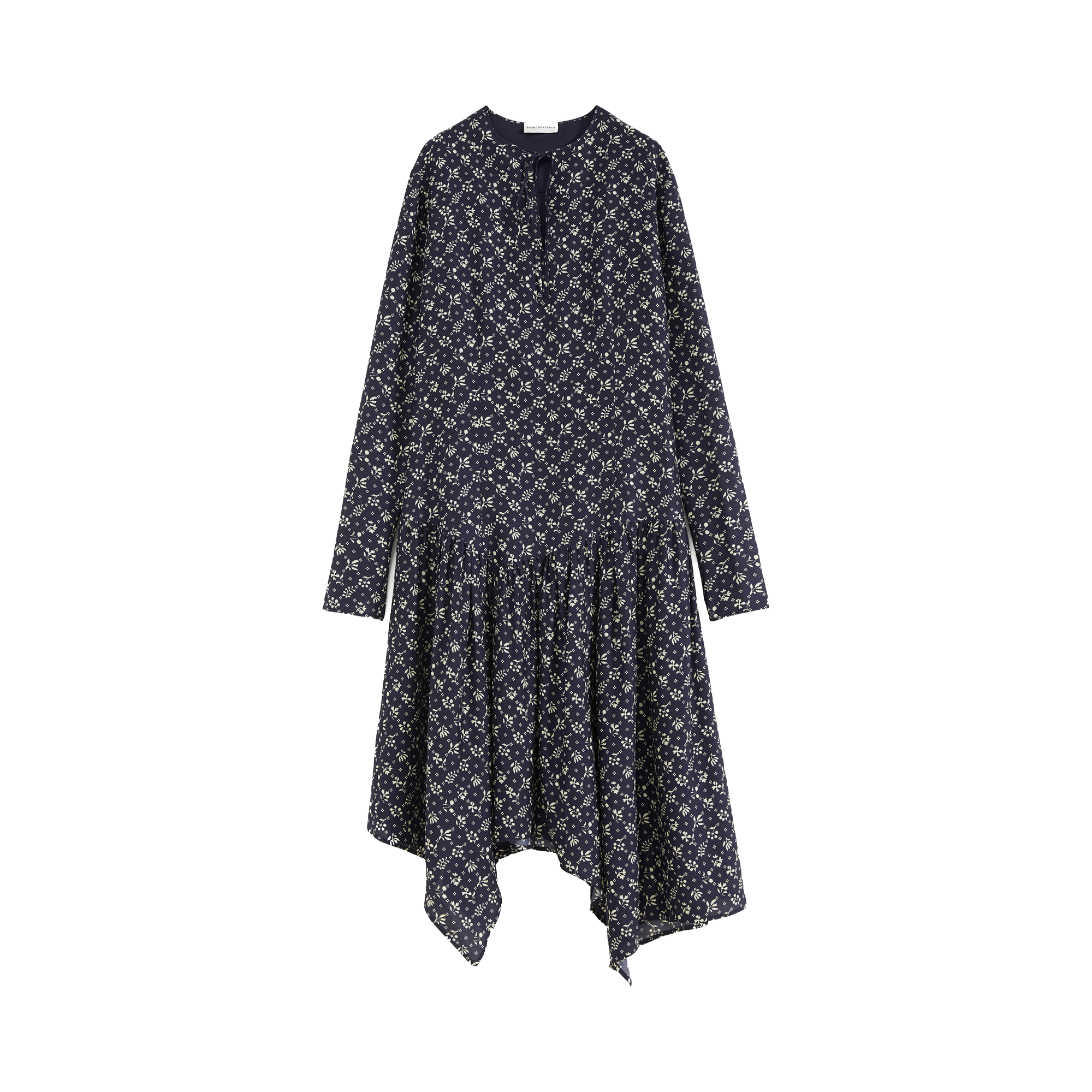 Daisy-Print Asymmetric Maxi Dress