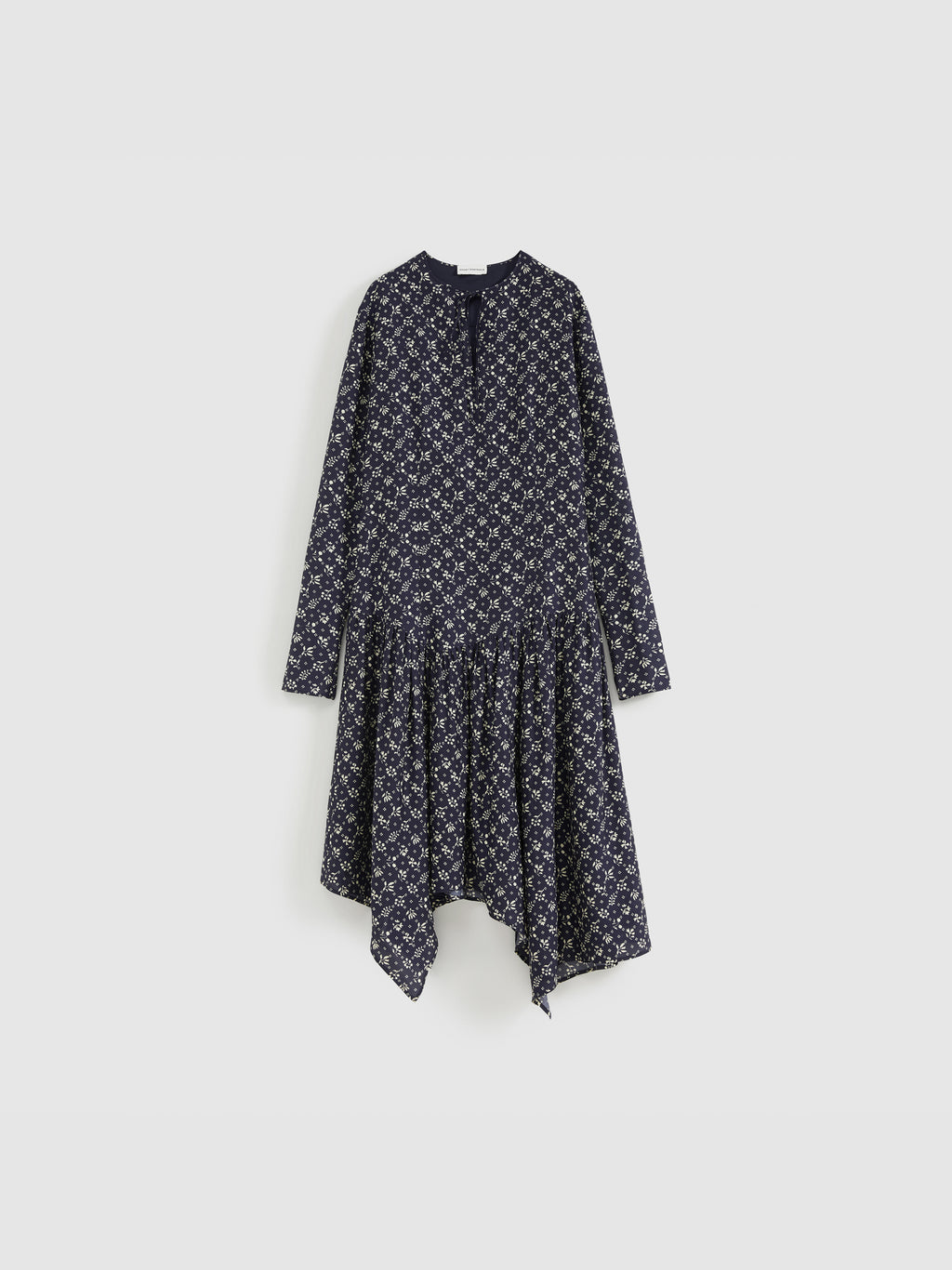 Daisy-Print Asymmetric Maxi Dress