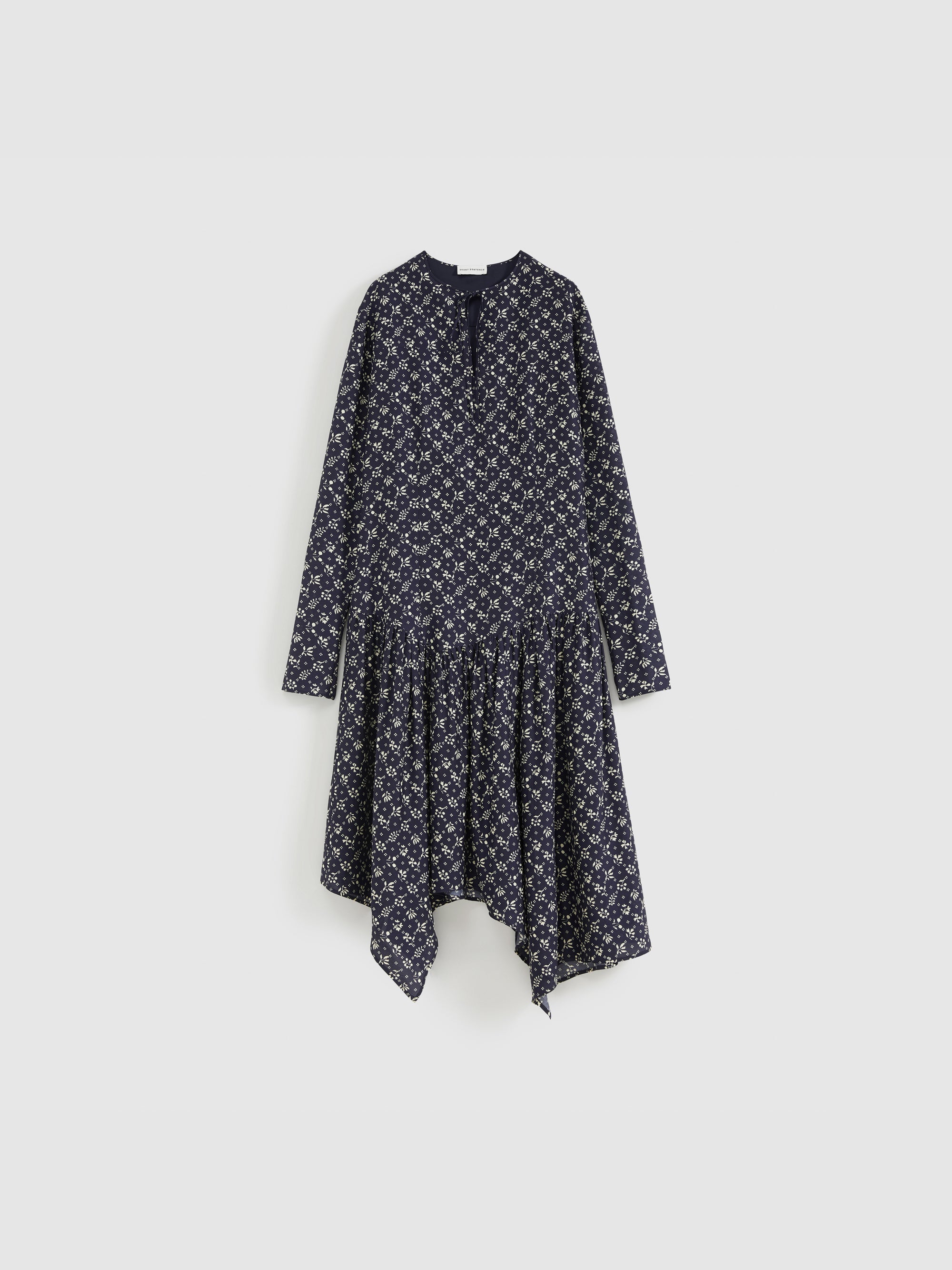 Daisy-Print Asymmetric Maxi Dress