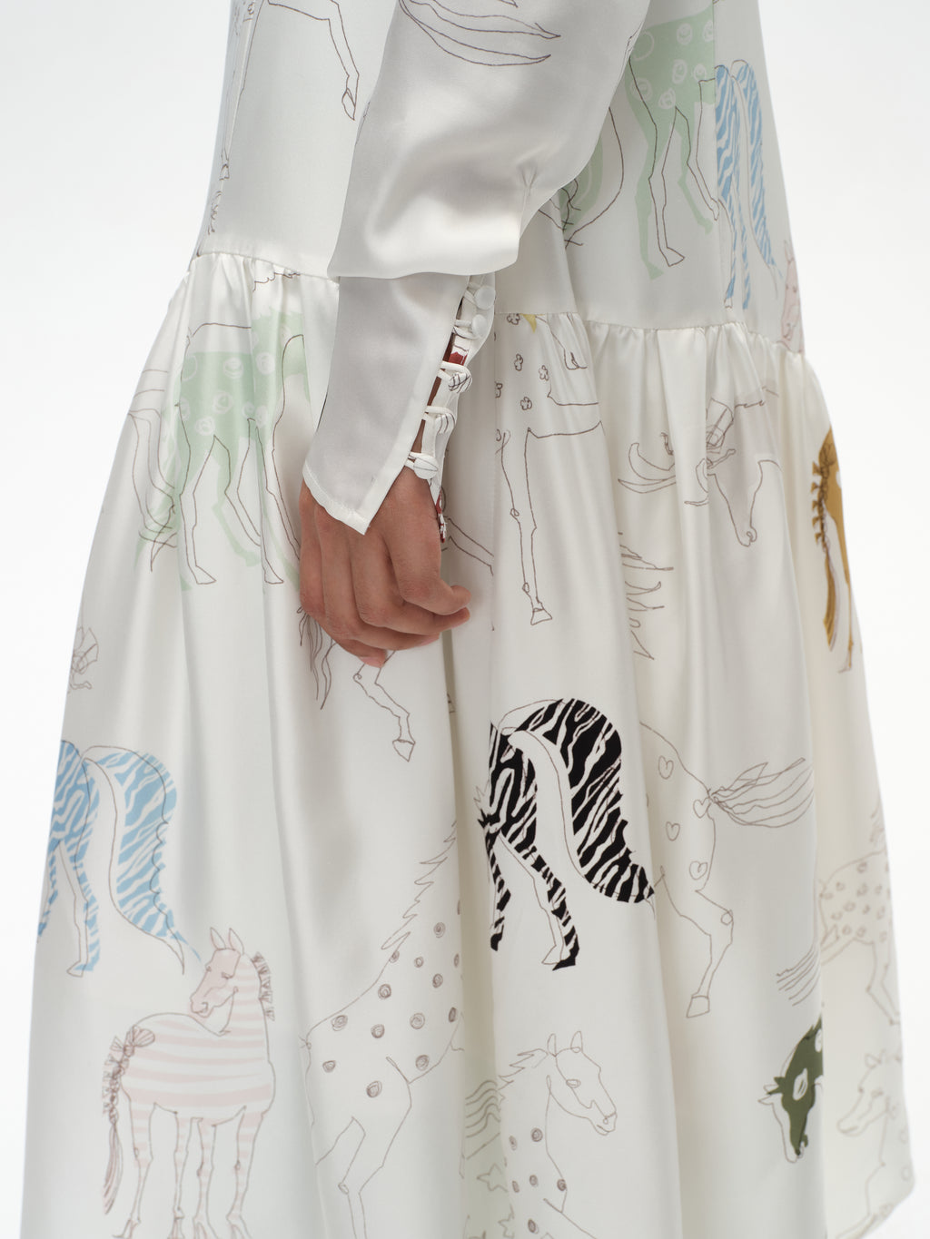 Pony-Print Maxi Dress with Asymmetric Hem