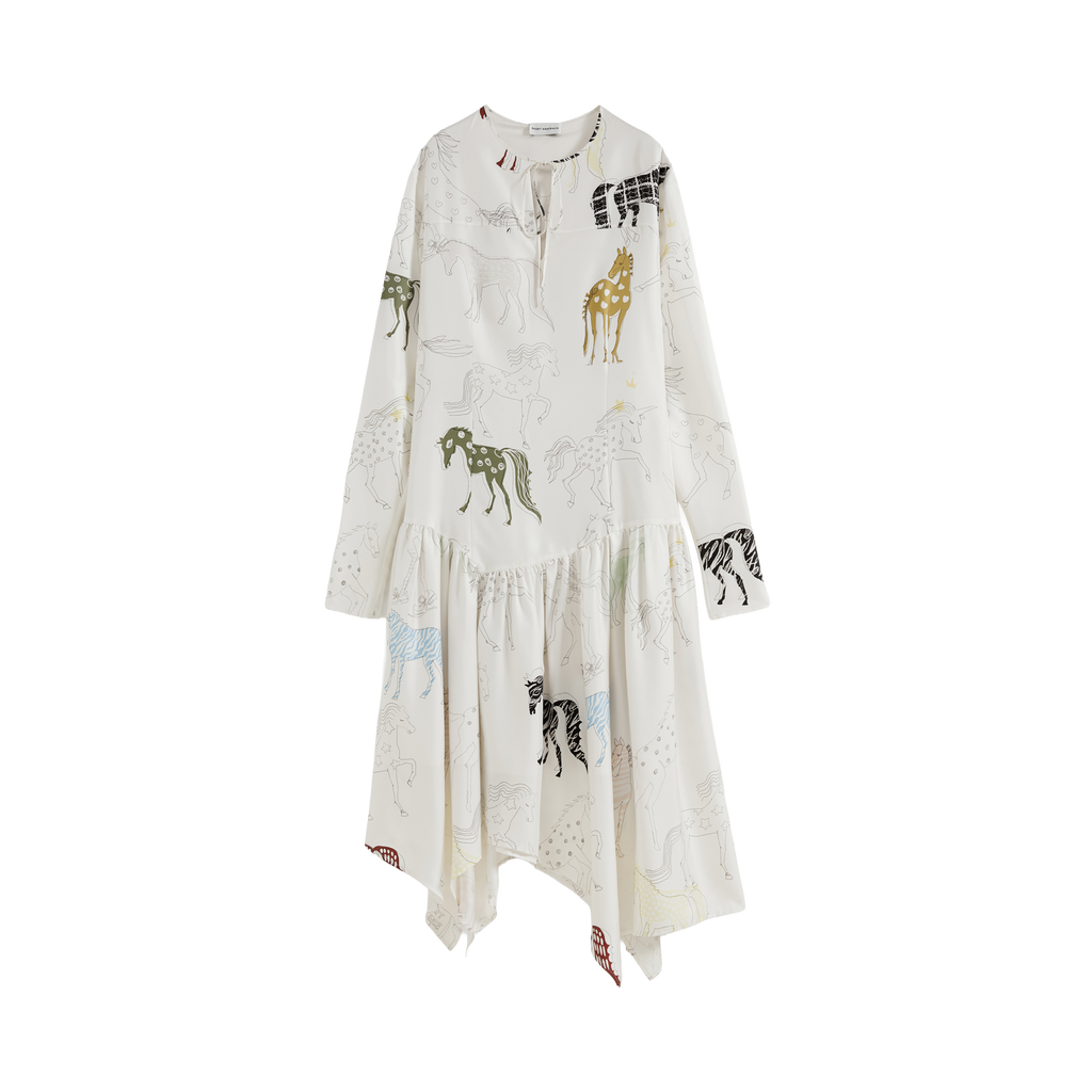 Pony-Print Maxi Dress with Asymmetric Hem
