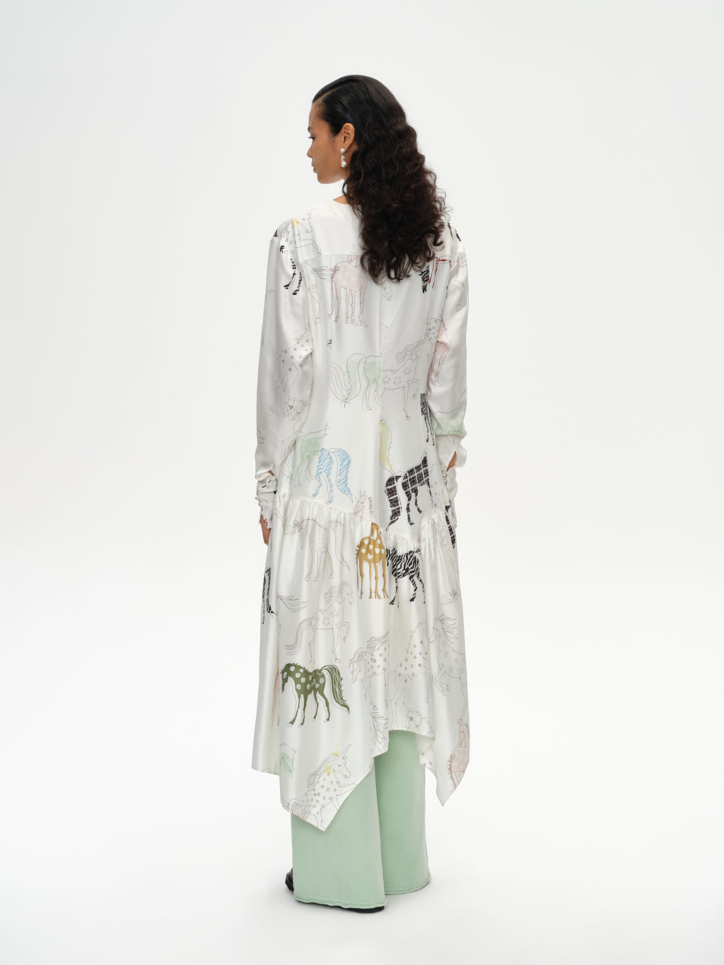 Pony-Print Maxi Dress with Asymmetric Hem