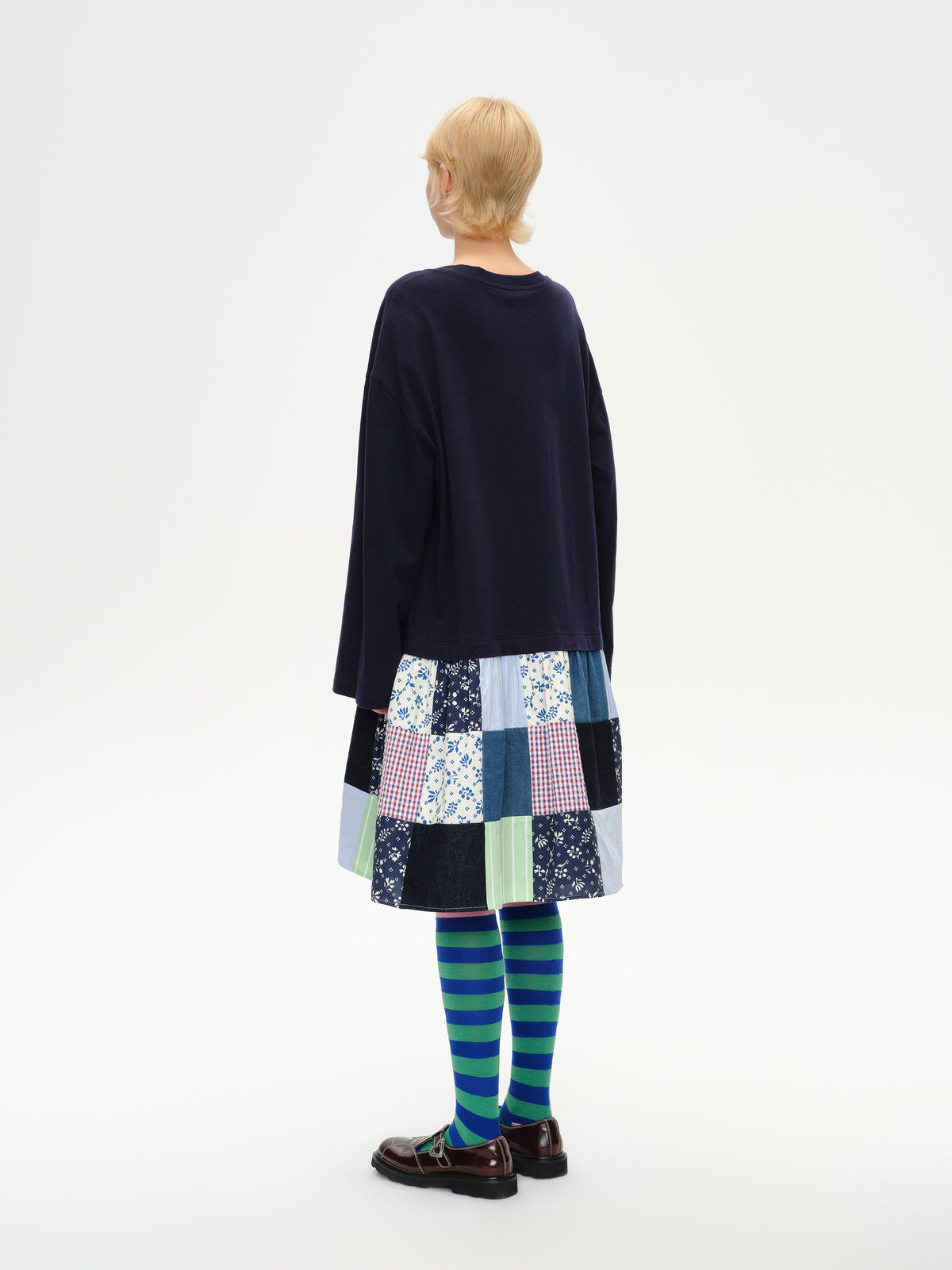 Colorful Patchwork Long-Sleeve Dress