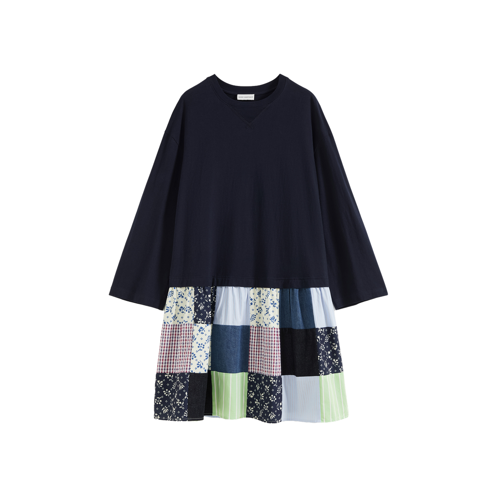 Colorful Patchwork Long-Sleeve Dress
