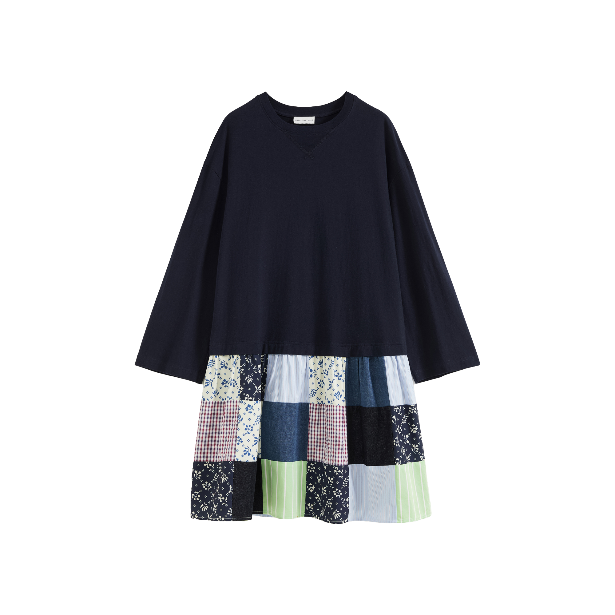 Colorful Patchwork Long-Sleeve Dress