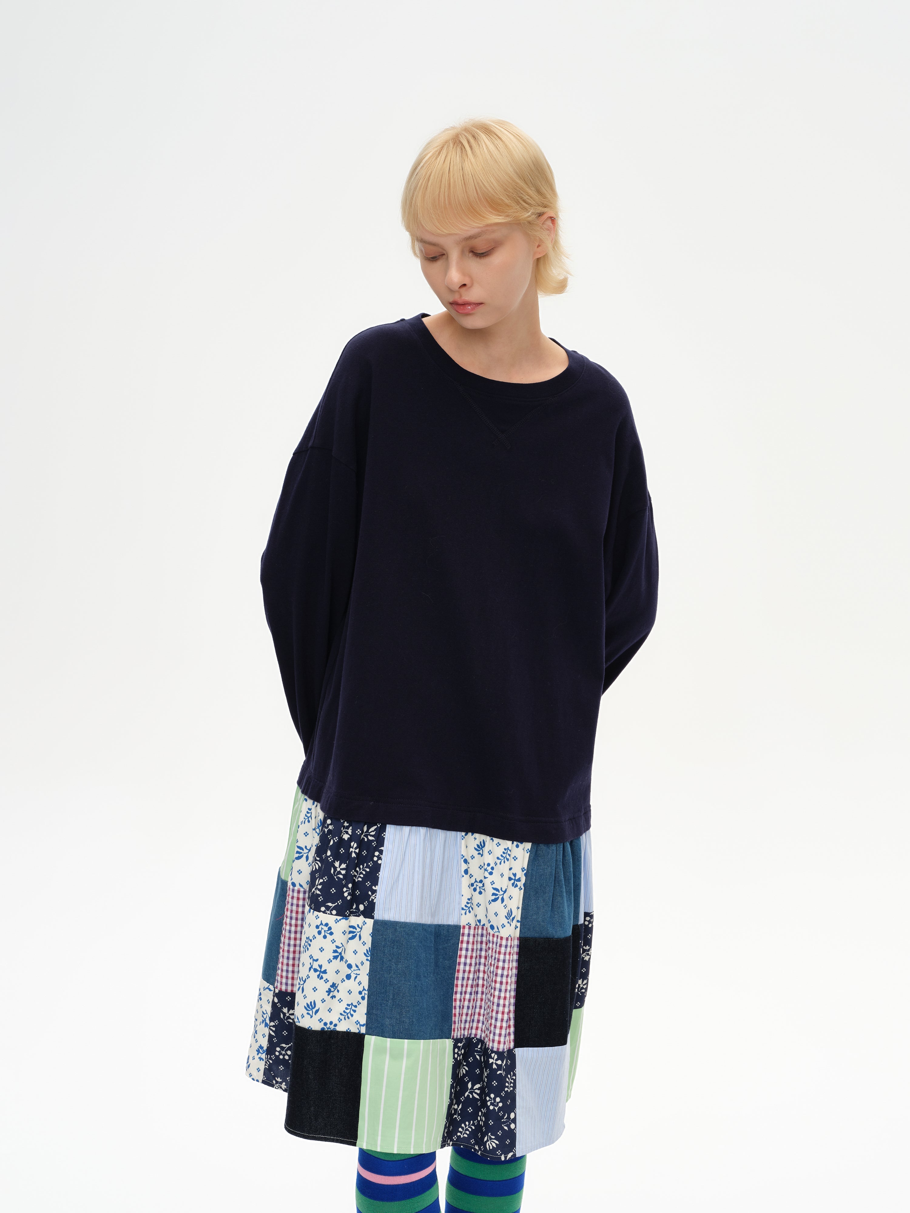 Colorful Patchwork Long-Sleeve Dress