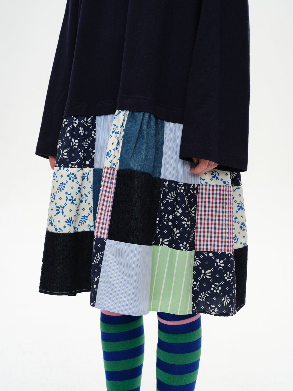 Colorful Patchwork Long-Sleeve Dress