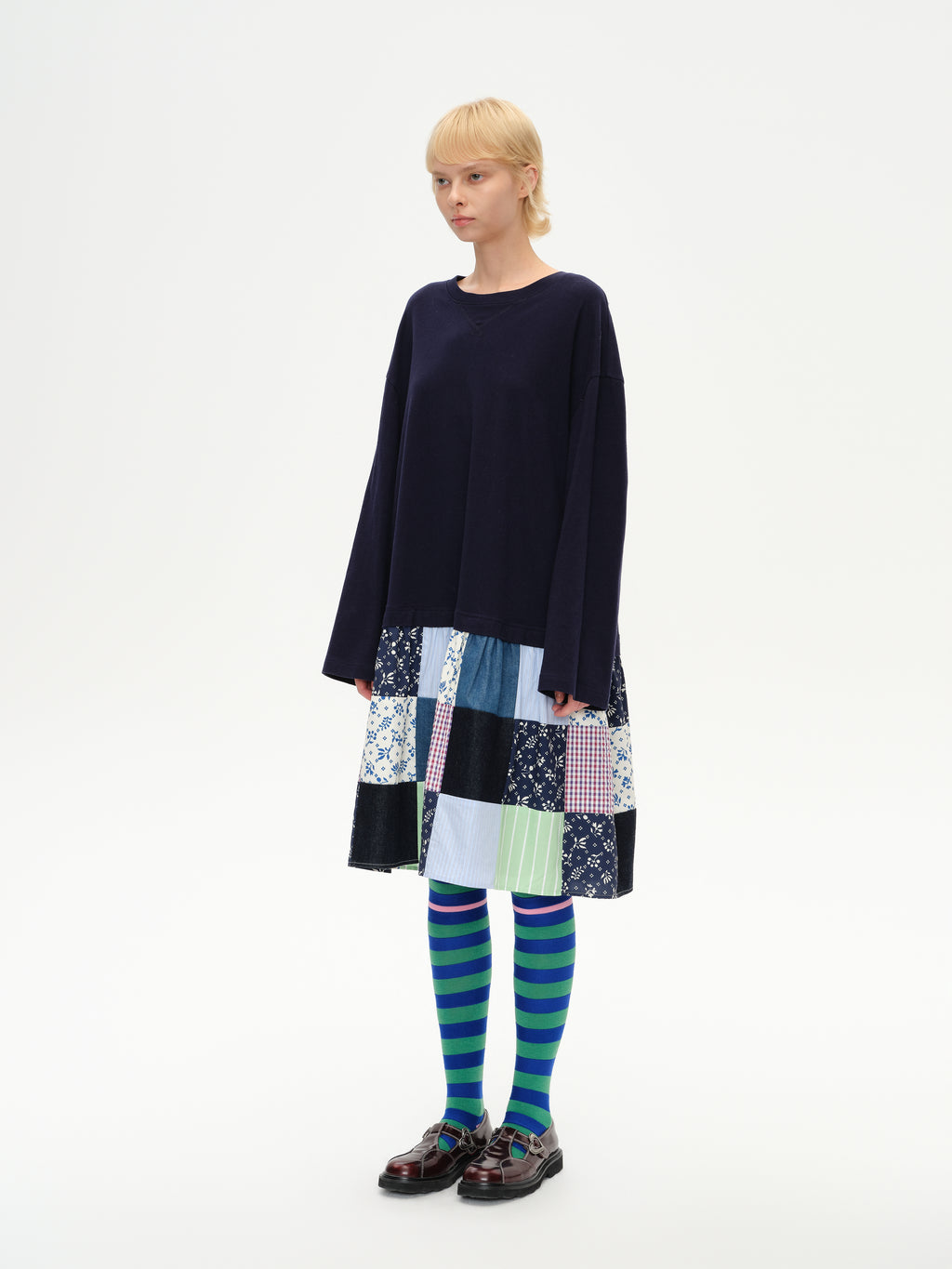 Colorful Patchwork Long-Sleeve Dress