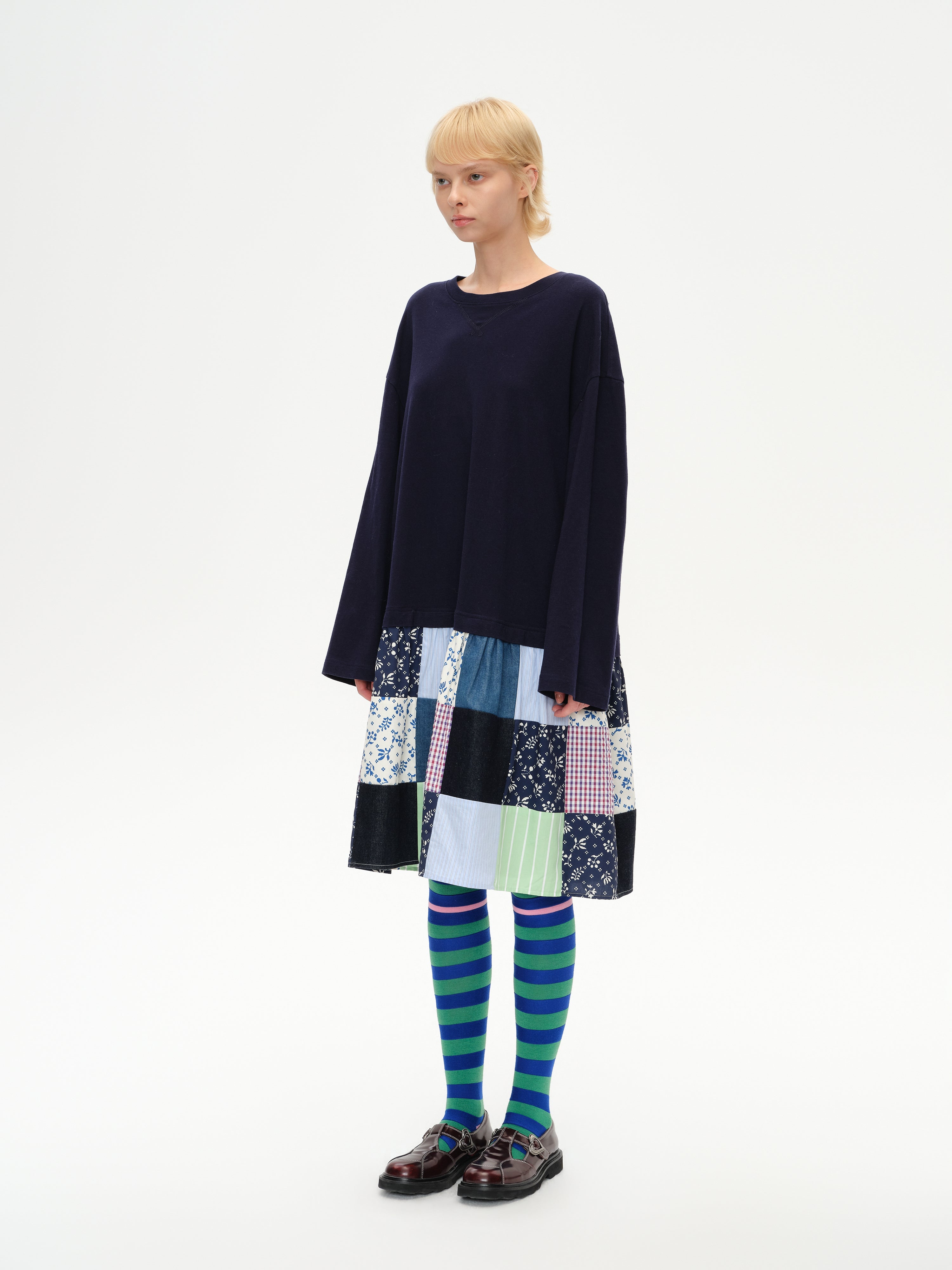 Colorful Patchwork Long-Sleeve Dress