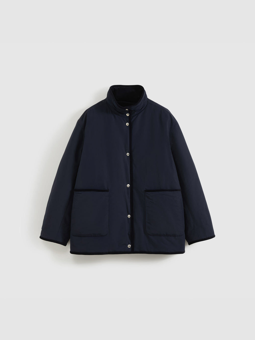 Corduroy Trim Stand Collar Padded Jacket