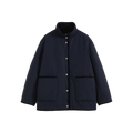 Corduroy Trim Stand Collar Padded Jacket