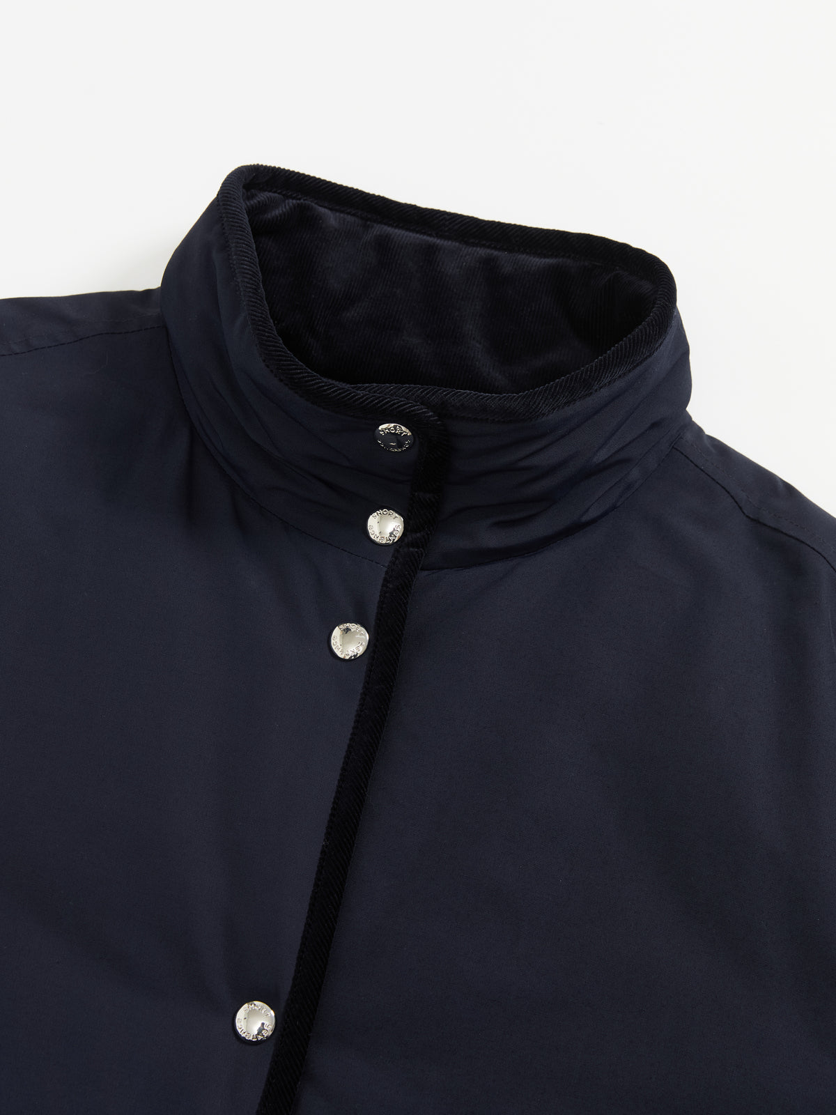 Corduroy Trim Stand Collar Padded Jacket