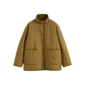 Corduroy Trim Stand Collar Padded Jacket