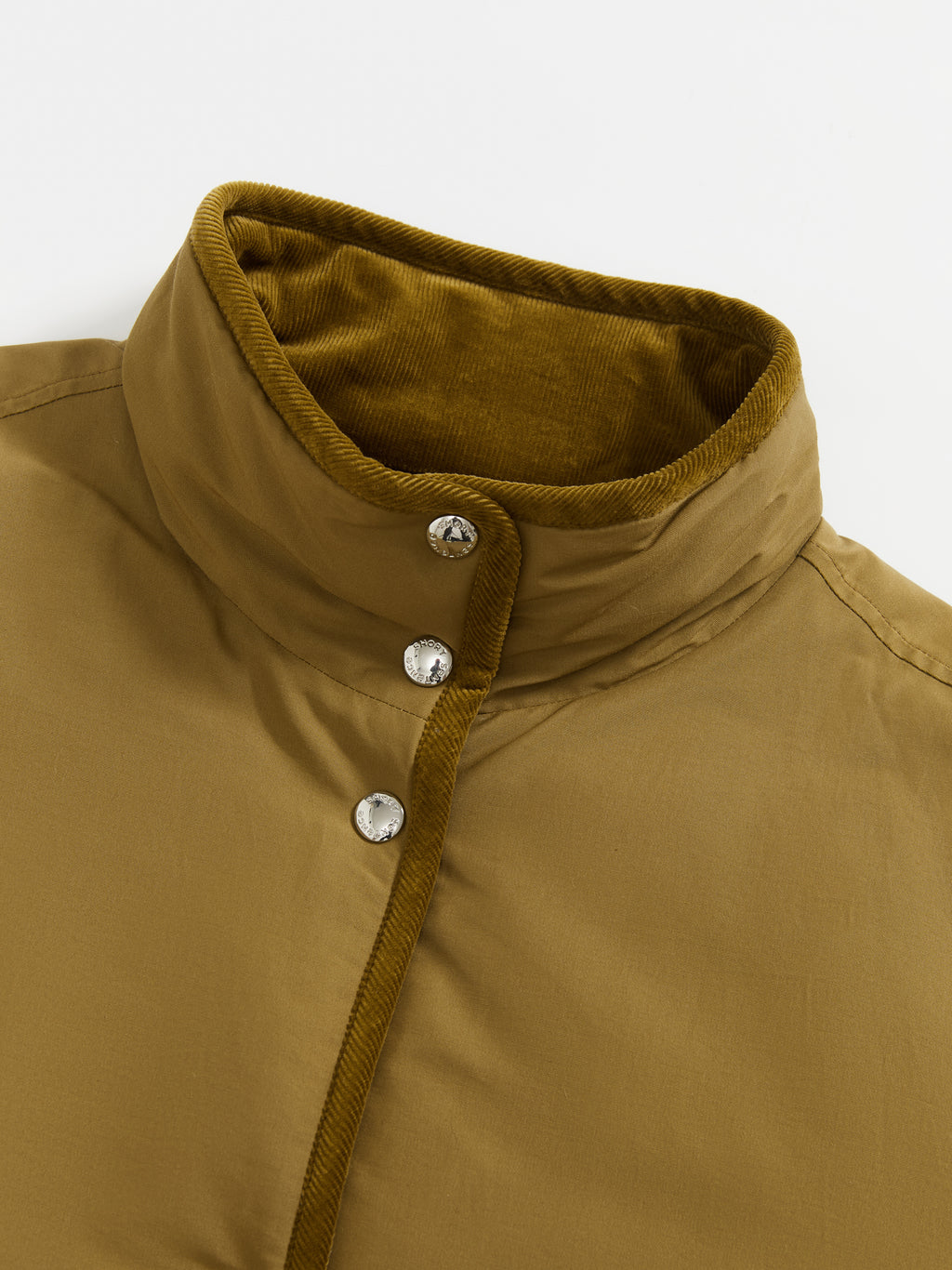 Corduroy Trim Stand Collar Padded Jacket