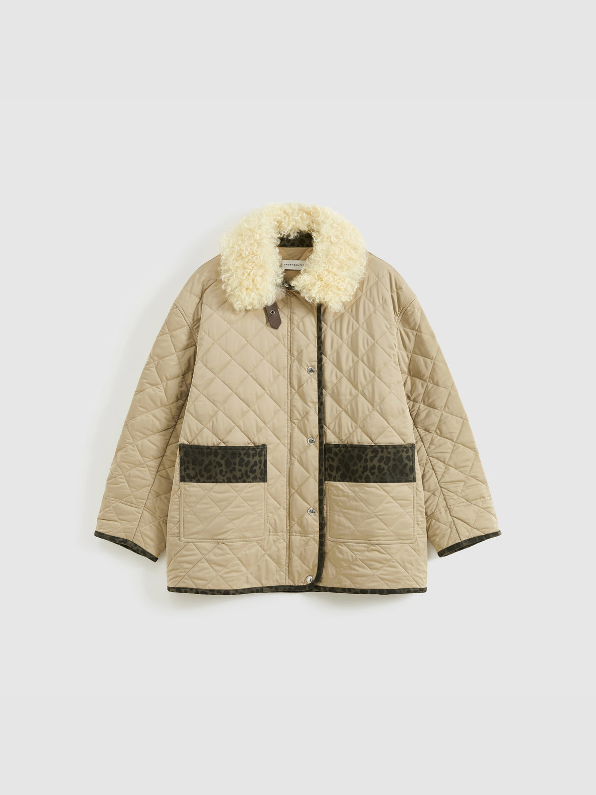 Patchwork Fur Collar Quilted Coat