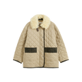 Patchwork Fur Collar Quilted Coat