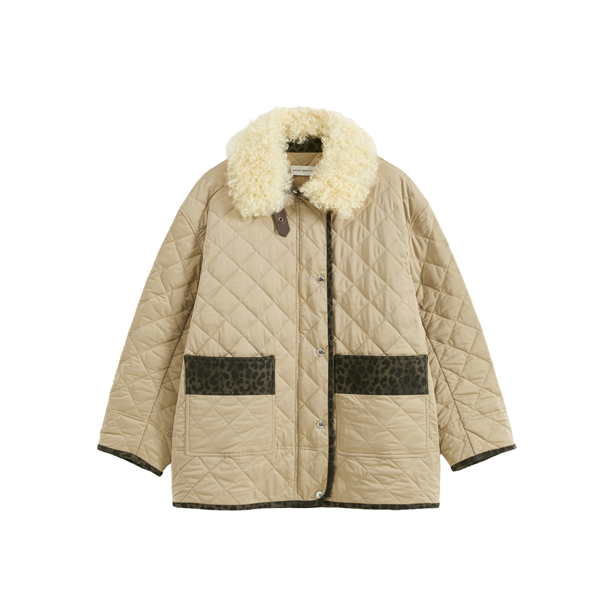 Patchwork Fur Collar Quilted Coat