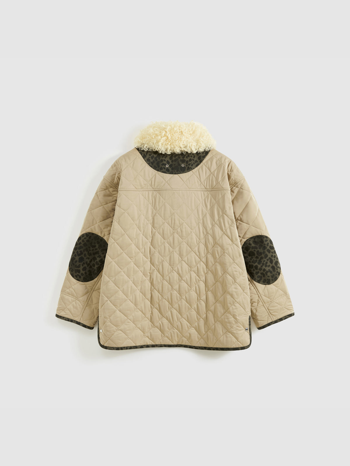 Patchwork Fur Collar Quilted Coat